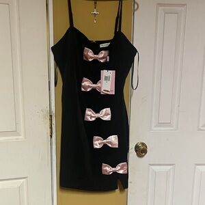Avec Les Filles Black Dress with Pink Accents